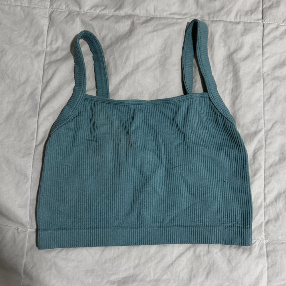 Teal Blue Ripped Tank Top